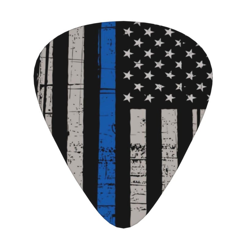 BBggyh Classic Guitar Picks (12-Pack) for Eectric Guitar, Acoustic Guitar, Mandolin And Bass (One Size, Thin Blue Line Flag) - Image 1